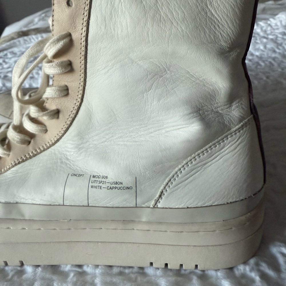 Stylish Oncept White and Tan High-Top Sneakers - Picture 3 of 11